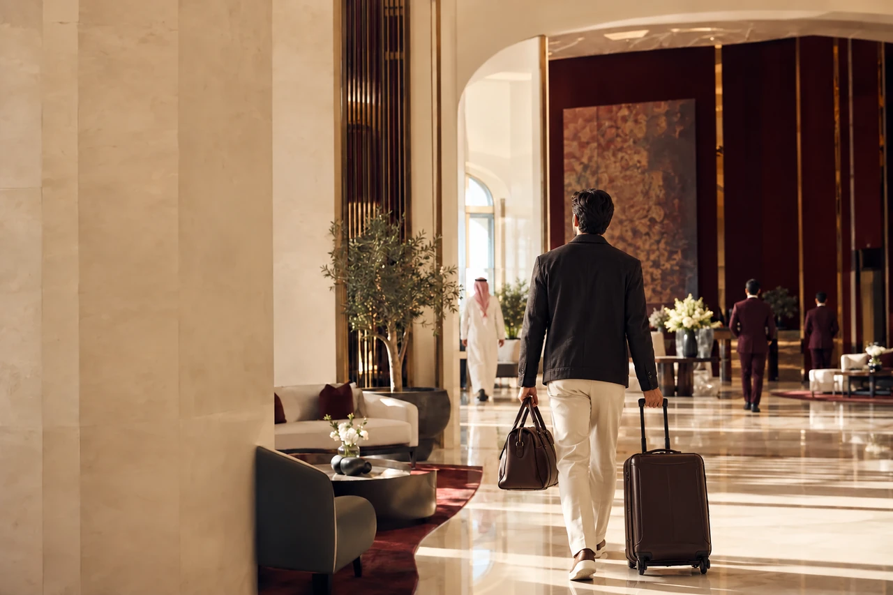 A welcoming hotel lobby