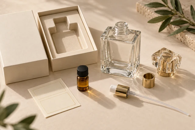 Bottle, cap, spray and packaging concepts for a retail fragrance range
