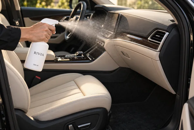 A cabin spray applied during vehicle preparation